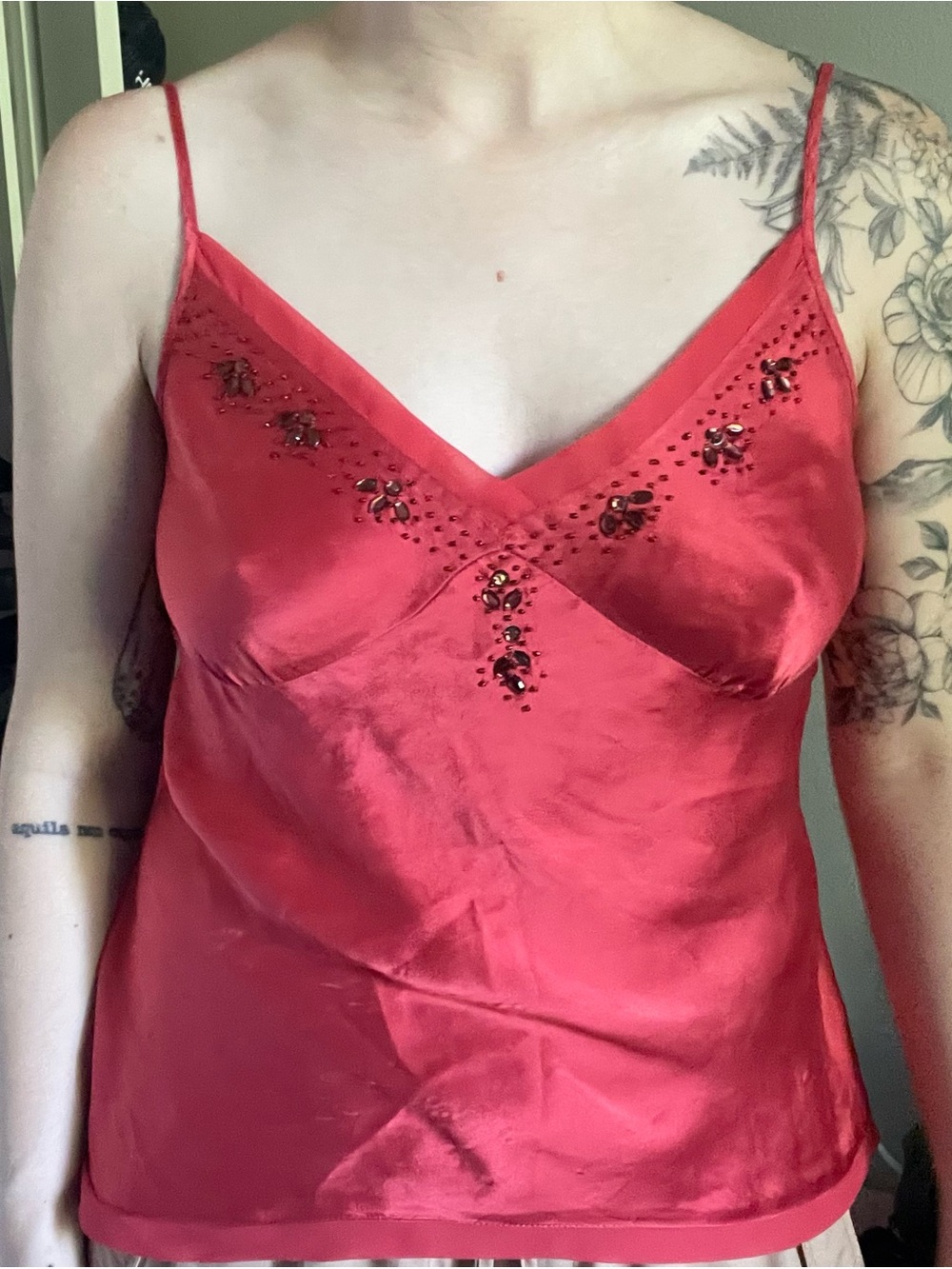 Red 100% silk Cami